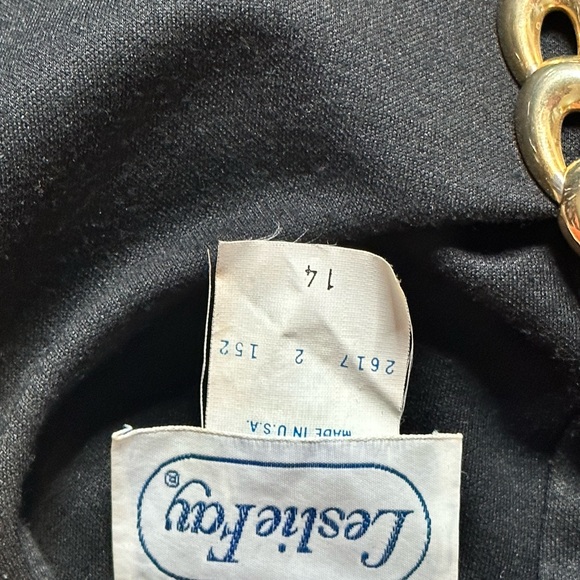 Leslie Faye Black & Copper Midi Length Vintage Dress Size 14 Excellent Condition - Picture 7 of 7